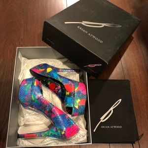 B Brian Atwood Bambola Painted Python Pumps